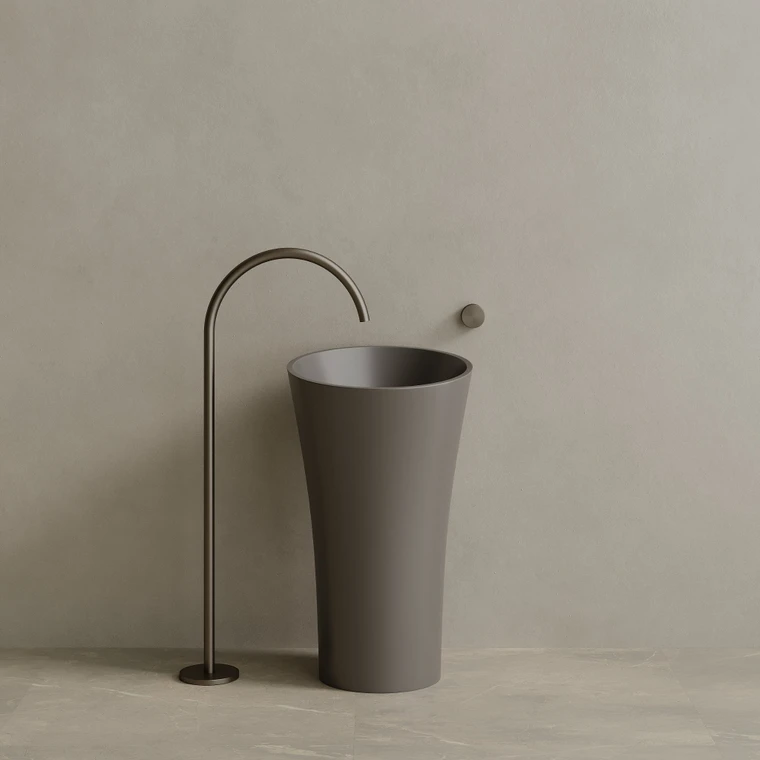20" x 36" Solid Surface Stone Resin Pedestal Sink