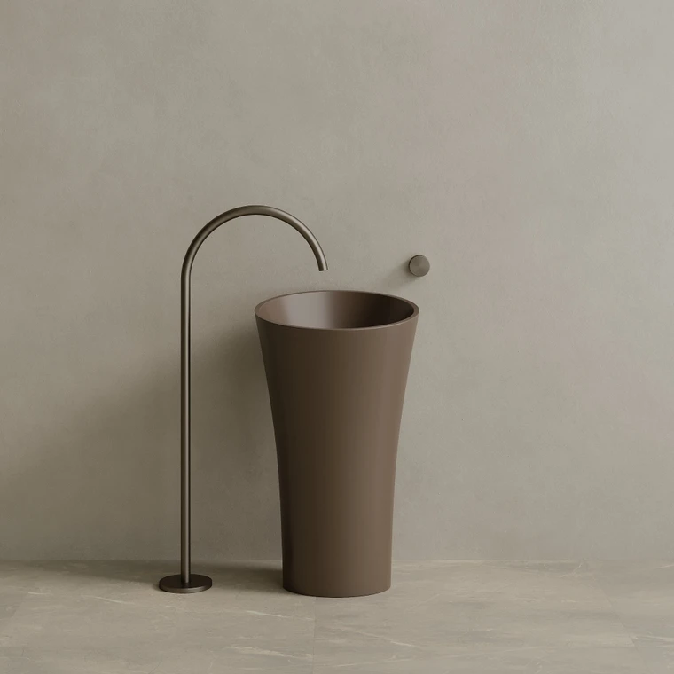 20" x 36" Solid Surface Stone Resin Pedestal Sink
