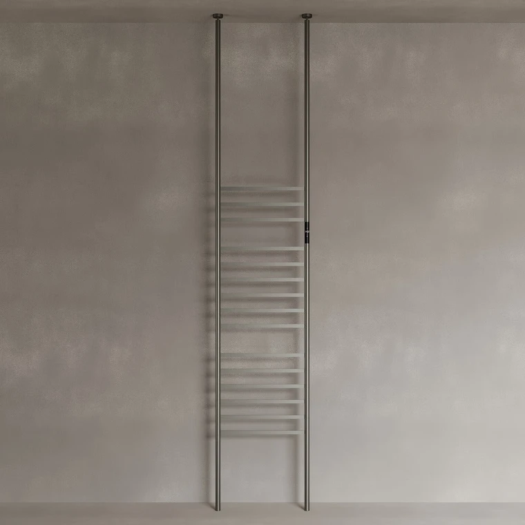 Floor-To-Ceiling 15 Rod Heated Towel Rack with Digital Display