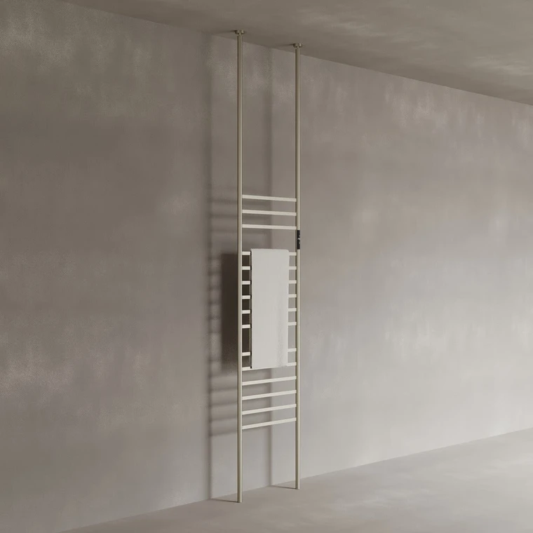 Floor-To-Ceiling 15 Rod Heated Towel Rack with Digital Display