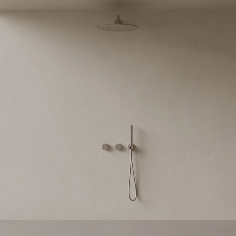 Thermostatic Square Arm Rainfall Shower System with Dual Knob Control and Handheld