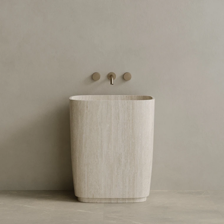Ovola Handcrafted Stone Pedestal Sink