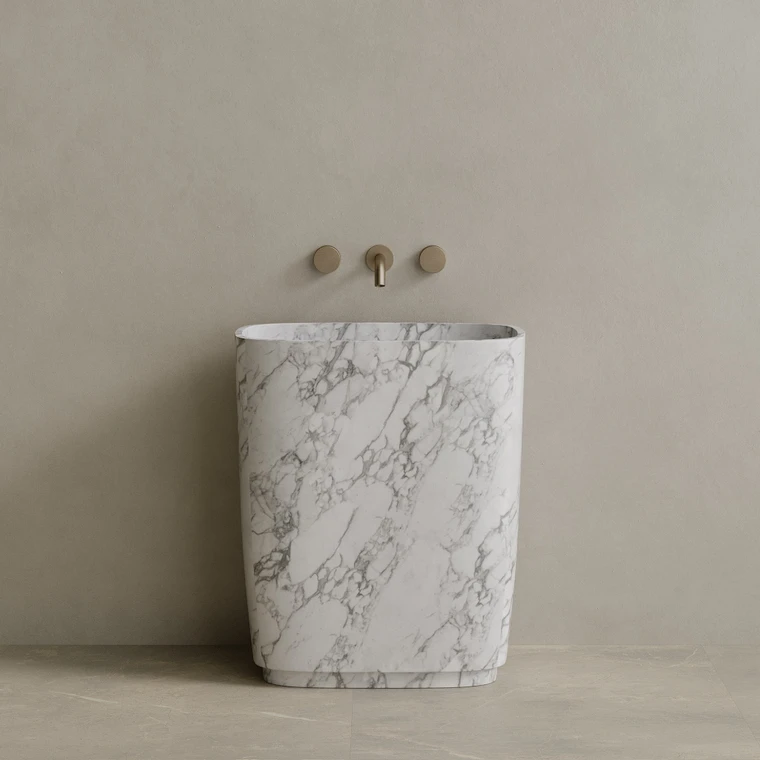 Ovola Handcrafted Stone Pedestal Sink