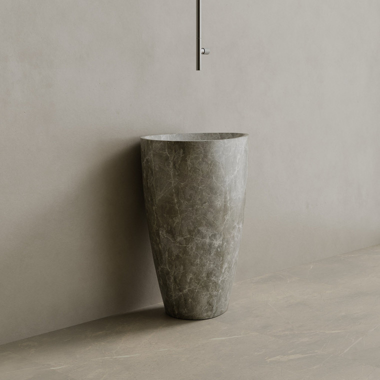 Fluvio Handcrafted Stone Pedestal Sink