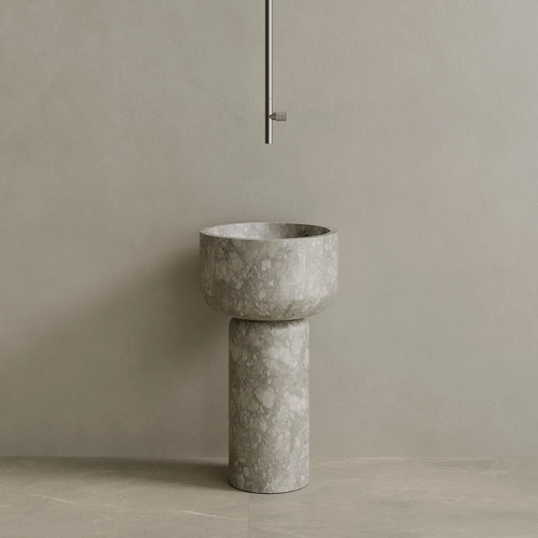 Veso Handcrafted Stone Pedestal Sink