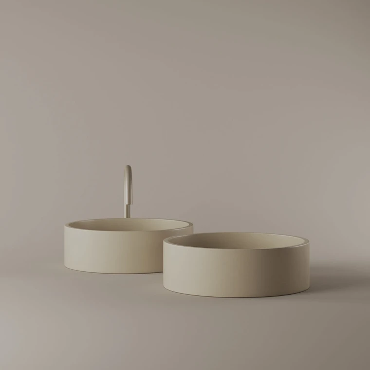 Round Concrete Vessel Sink 15"