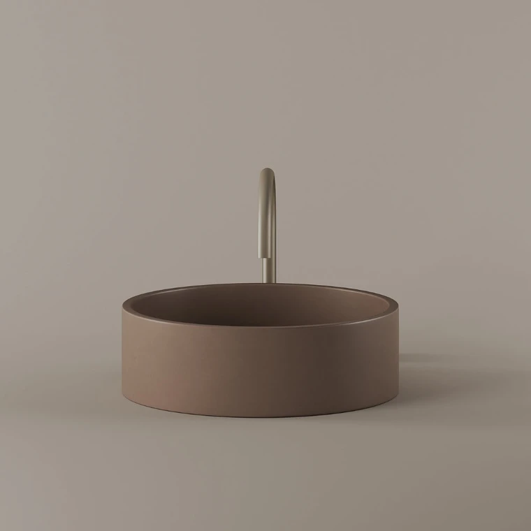 Round Concrete Vessel Sink 15"
