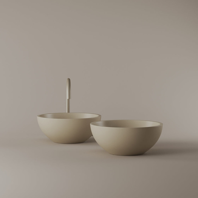 Round Concrete Vessel Sink 14"