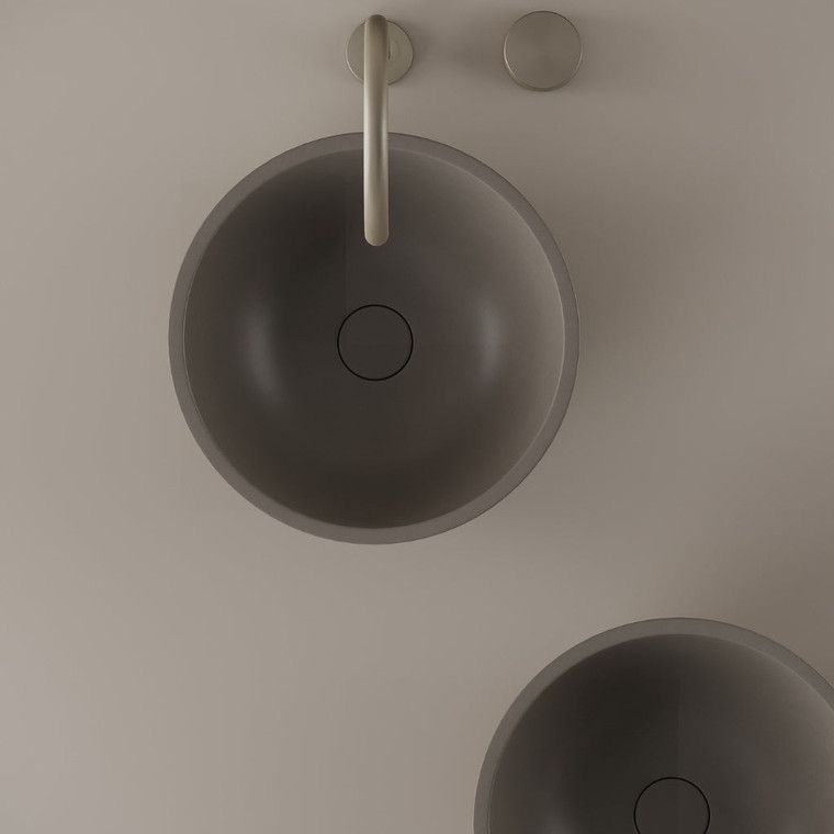 Round Concrete Vessel Sink 14"