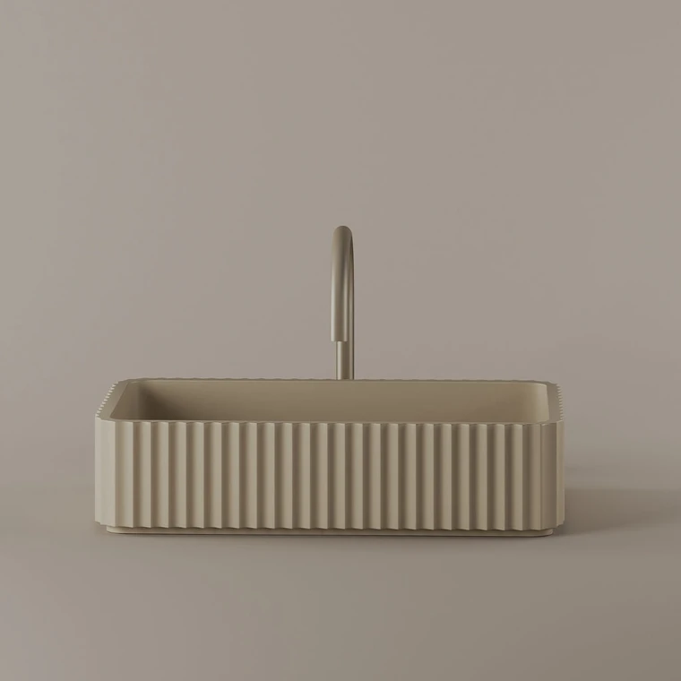 Rectangular Fluted Concrete Vessel Sink 20" x 12"