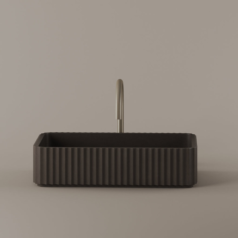Rectangular Fluted Concrete Vessel Sink 20" x 12"