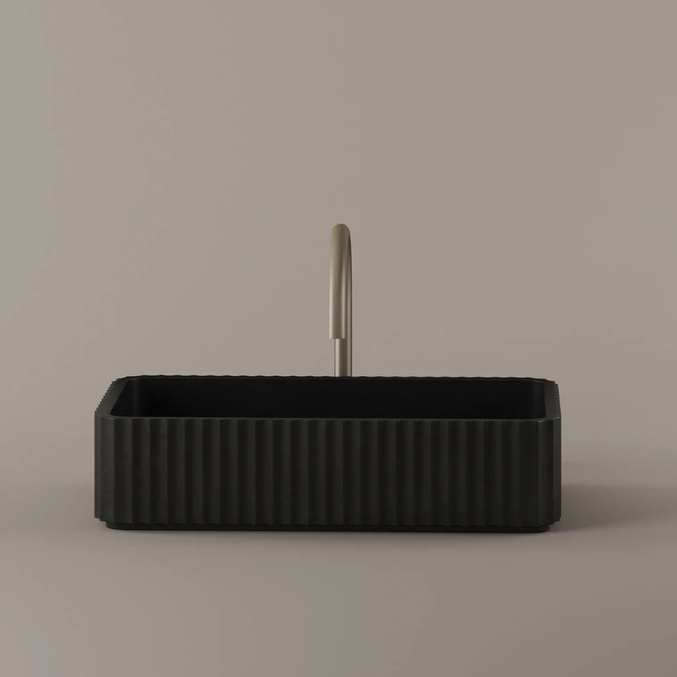 Rectangular Fluted Concrete Vessel Sink 20" x 12"