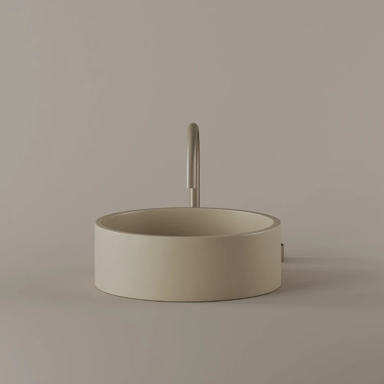 Round Concrete Vessel Sink 14"