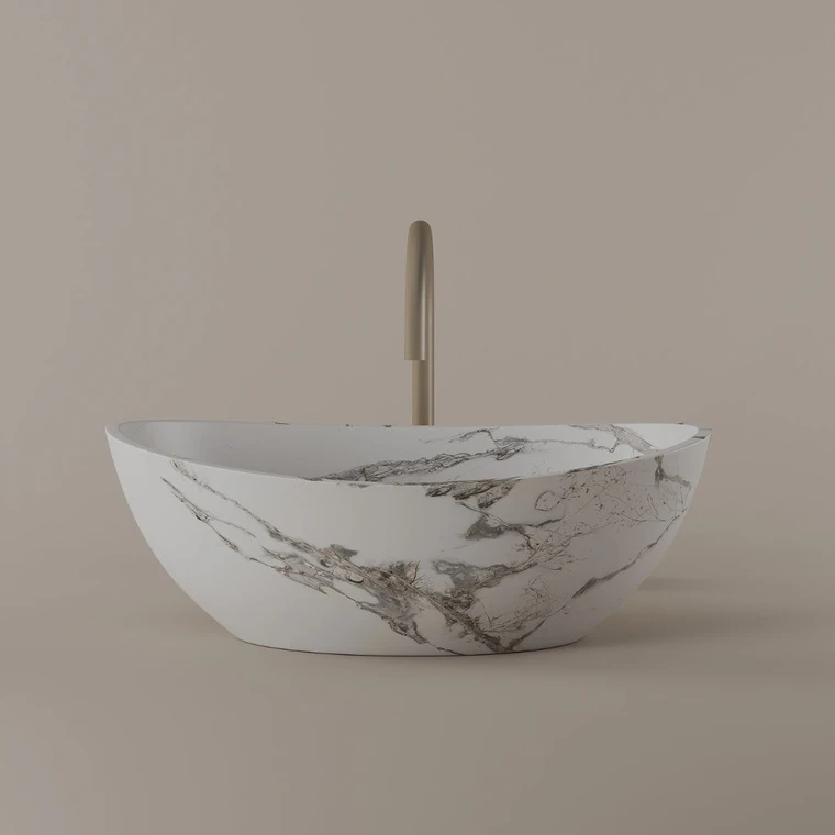 Tapered Marble Vessel Sink 21" x 14"