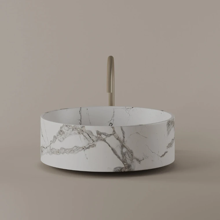 Round Marble Vessel Sink 18"