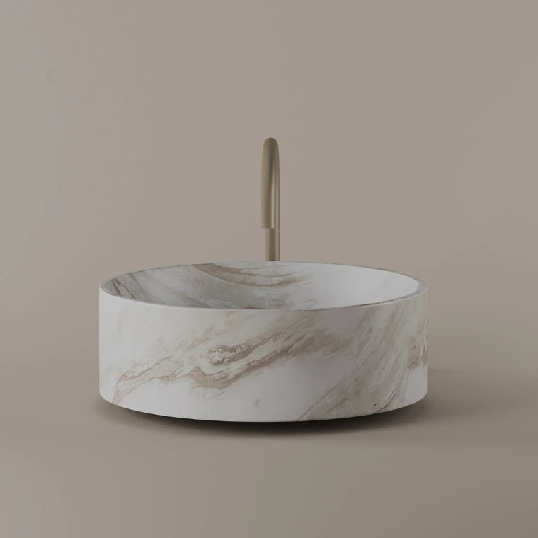 Round Marble Vessel Sink 18"