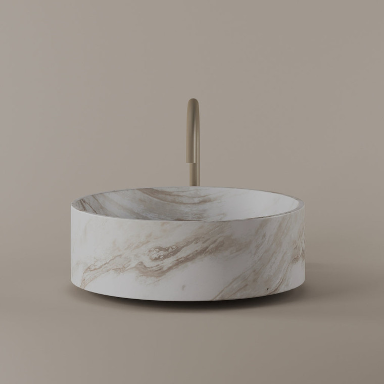 Round Marble Vessel Sink 18"