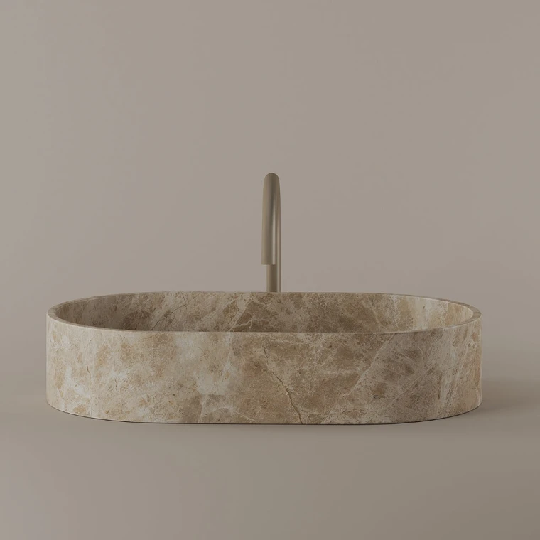 Oval Marble Vessel Sink 24" x 14"