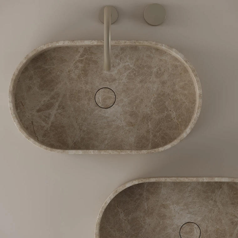 Oval Marble Vessel Sink 24" x 14"