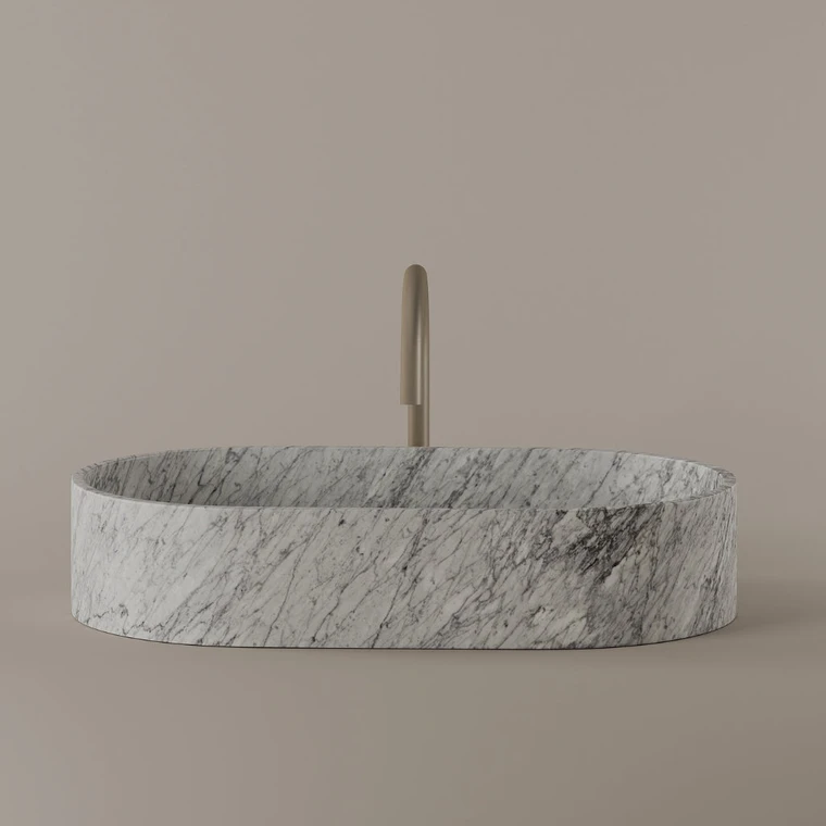 Oval Marble Vessel Sink 24" x 14"