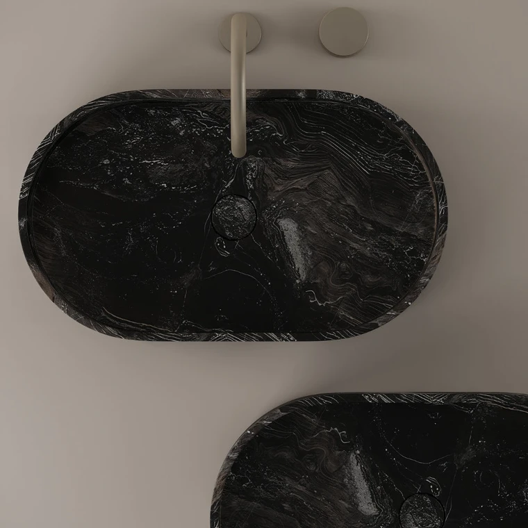 Oval Marble Vessel Sink 24" x 14"