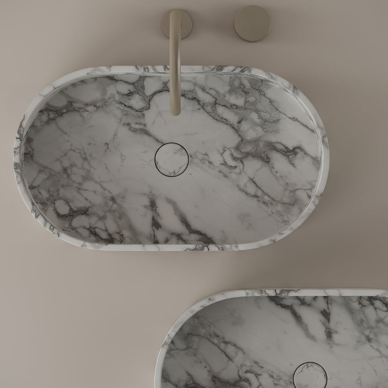 Oval Marble Vessel Sink 24" x 14"