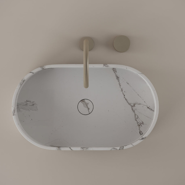 Oval Marble Vessel Sink 24" x 14"