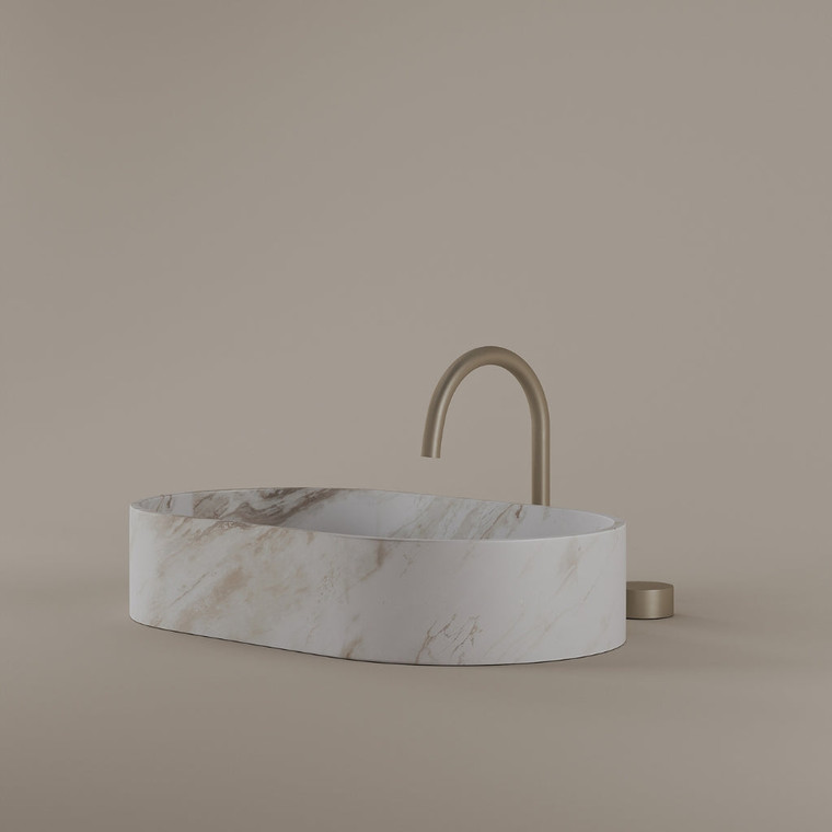 Oval Marble Vessel Sink 24" x 14"