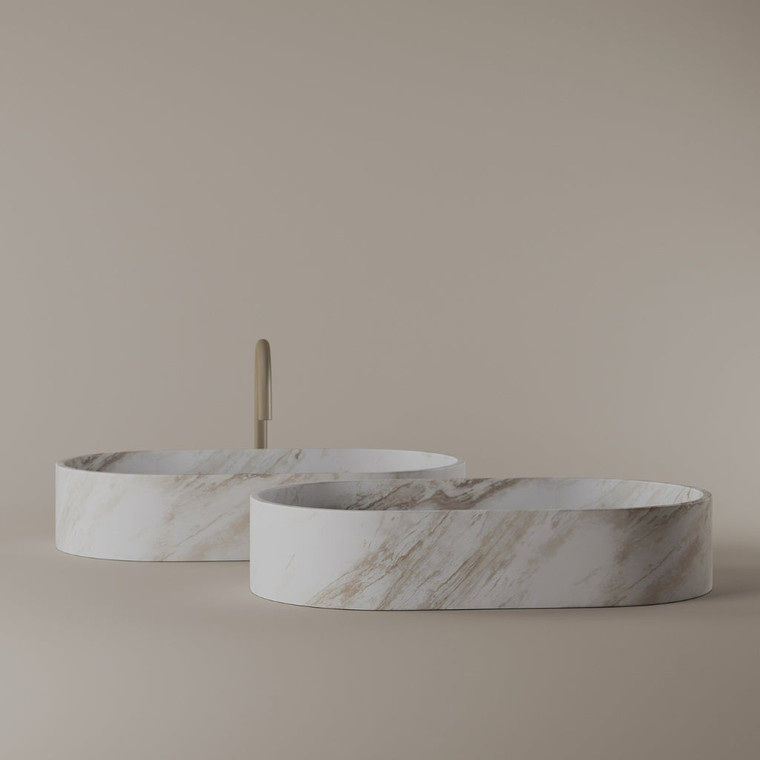 Oval Marble Vessel Sink 24" x 14"