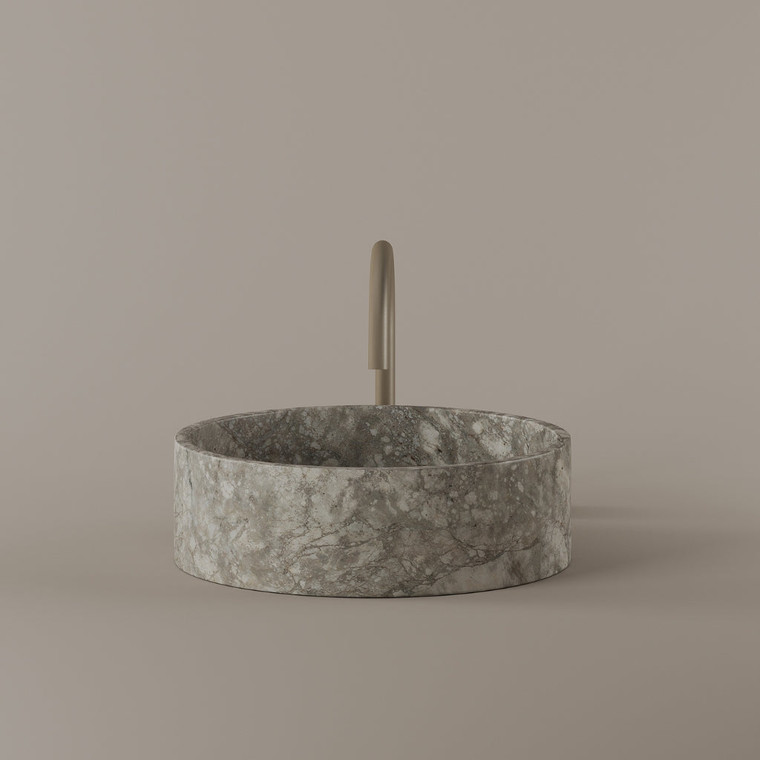 Round Marble Vessel Sink 15"