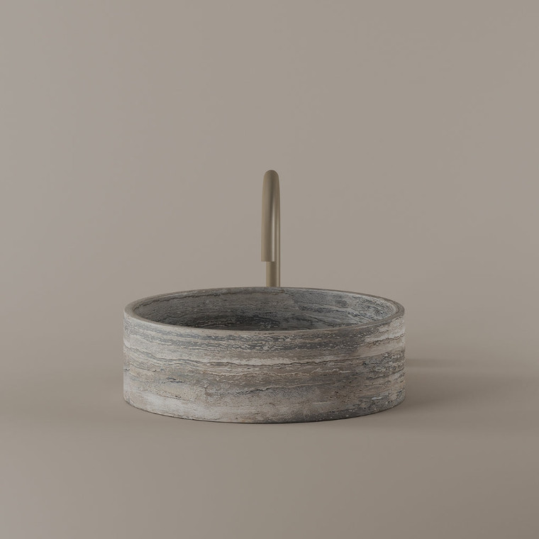 Round Marble Vessel Sink 15"