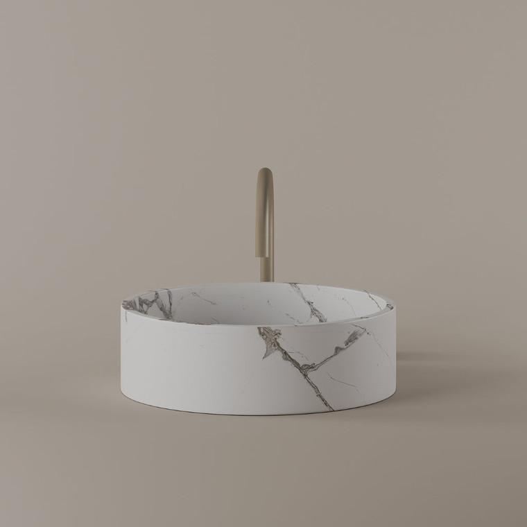 Round Marble Vessel Sink 15"