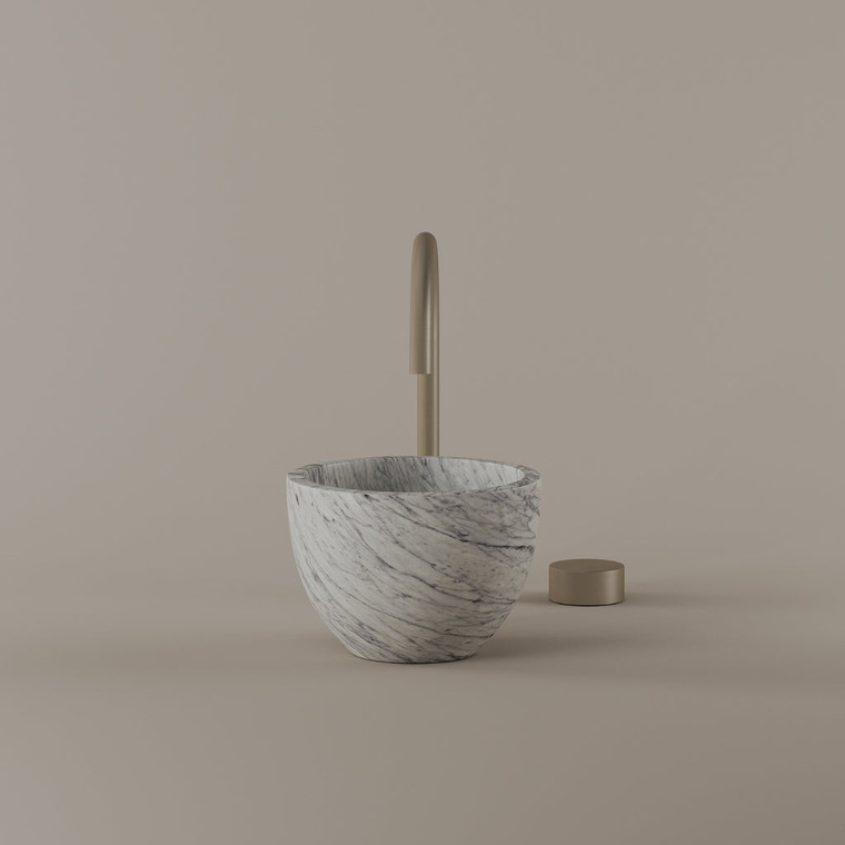 Round Marble Vessel Sink 9"