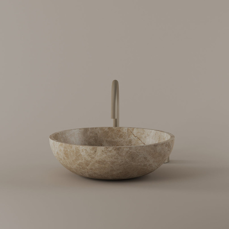 Round Marble Vessel Sink 16"