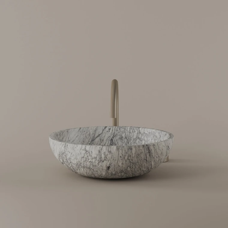 Round Marble Vessel Sink 16"