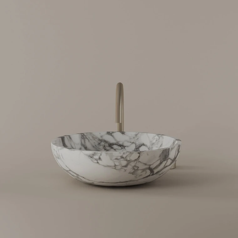 Round Marble Vessel Sink 16"