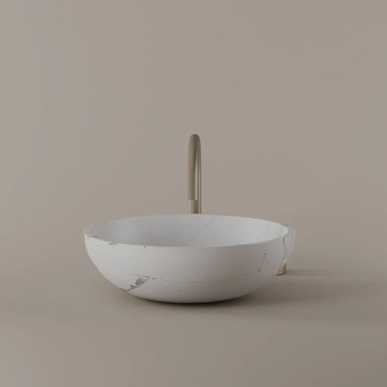 Round Marble Vessel Sink 16"