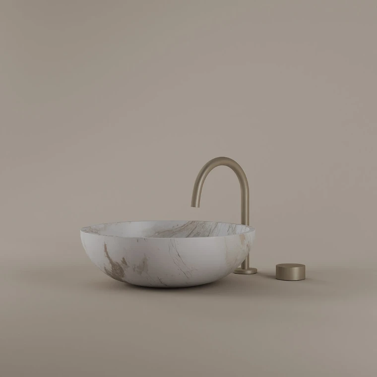 Round Marble Vessel Sink 16"