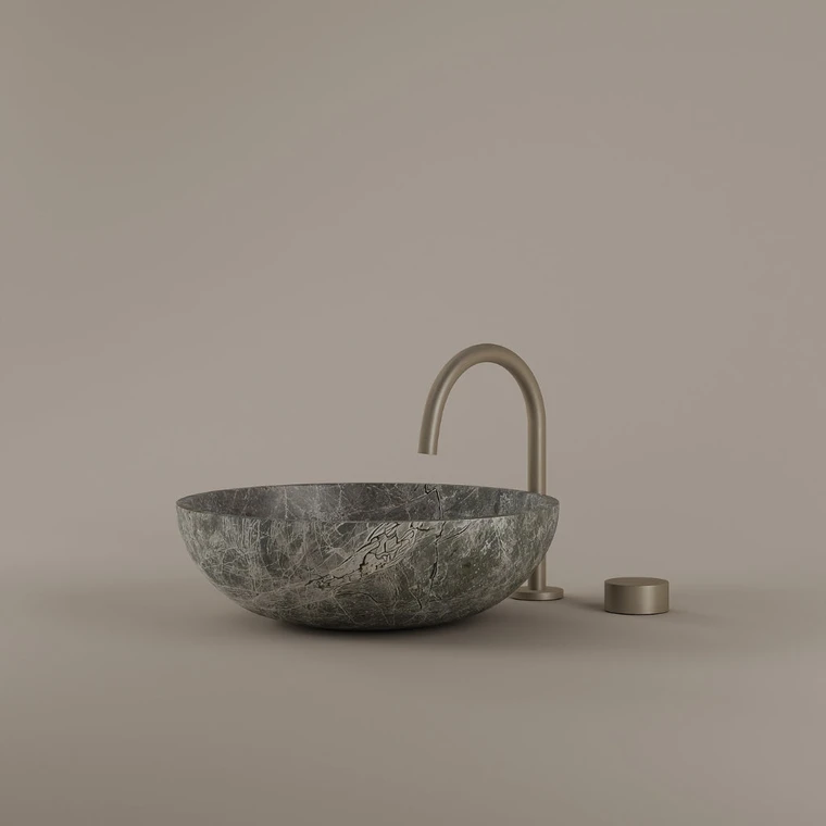 Round Marble Vessel Sink 16"