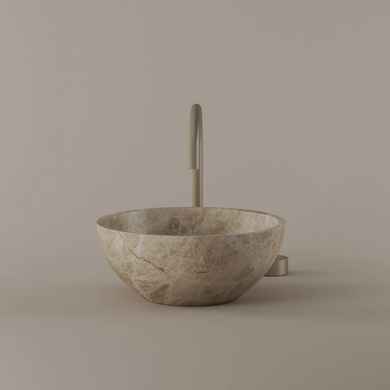 Round Marble Vessel Sink 14"