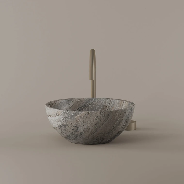 Round Marble Vessel Sink 14"