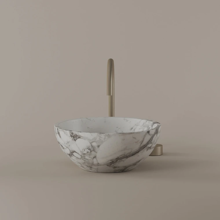 Round Marble Vessel Sink 14"