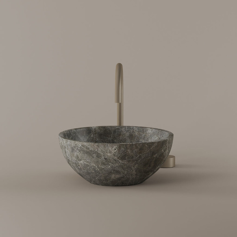 Round Marble Vessel Sink 14"
