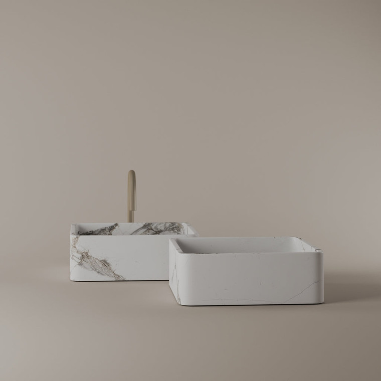 Square Marble Vessel Sink 14" x 14"