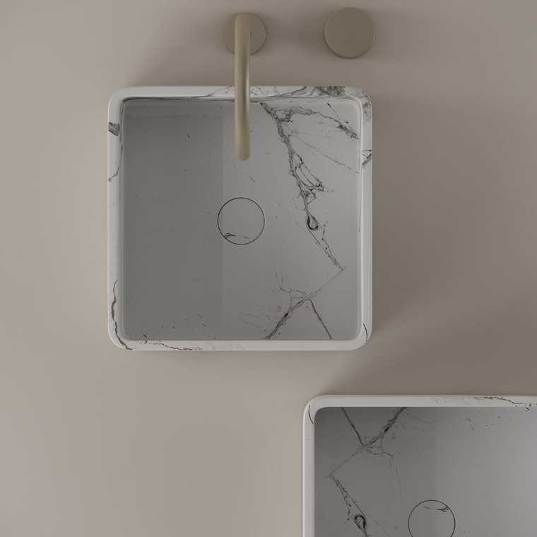 Square Marble Vessel Sink 14" x 14"