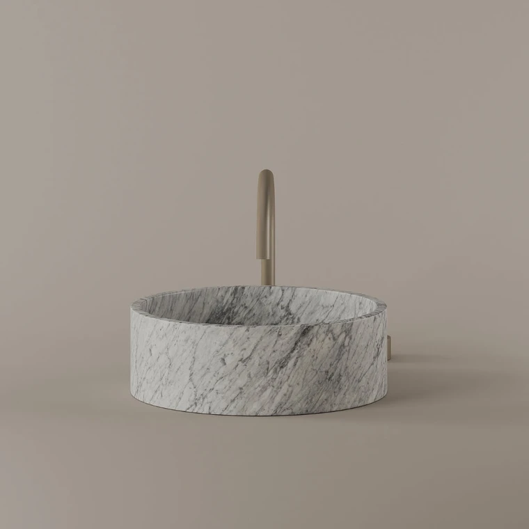 Round Marble Vessel Sink 14"