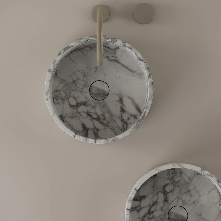 Round Marble Vessel Sink 14"