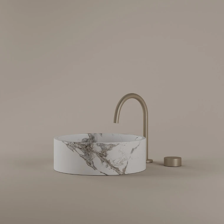 Round Marble Vessel Sink 14"