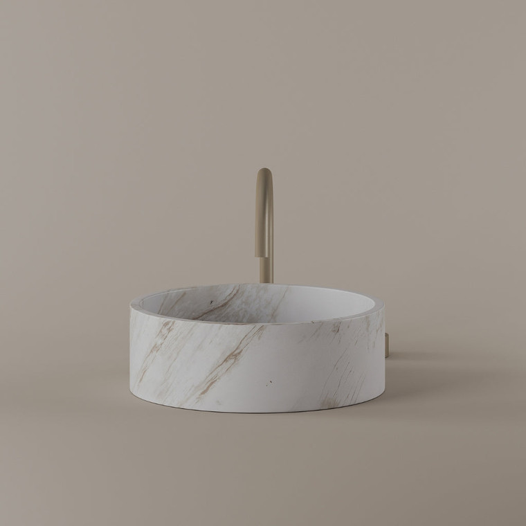 Round Marble Vessel Sink 14"