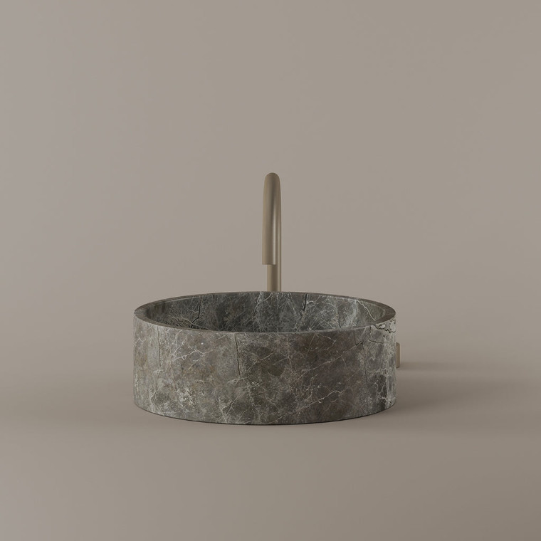Round Marble Vessel Sink 14"